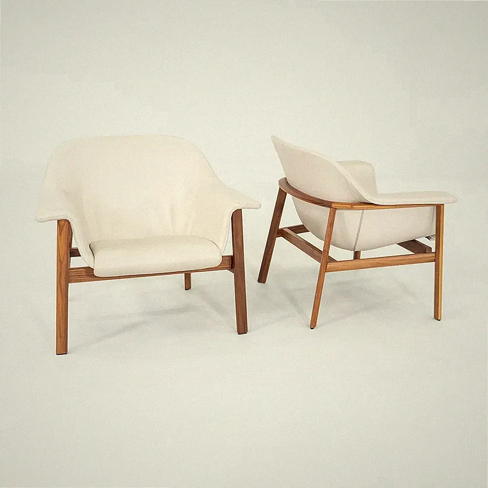 2020 Pair of Neri & Hu ClassiCon Sedan Lounge Chairs in Beige Leather Upholstery
