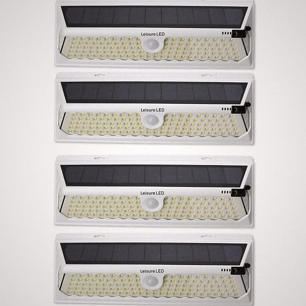 4 Pack 120 LED Solar Power Motion Sensor Wall Light Outdoor Garden Lamp White