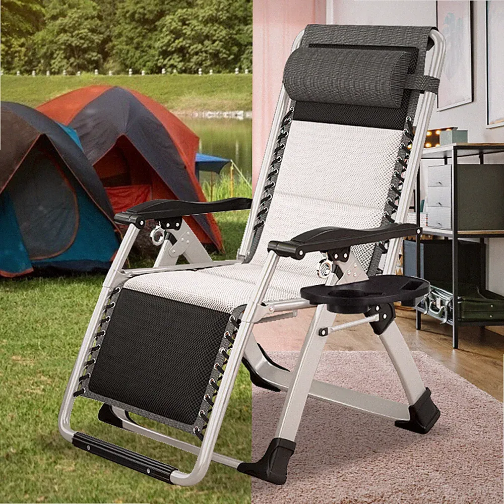 Folding Camping Cot Zero Gravity Chair With Pearl Cotton Mattress Adult Camping