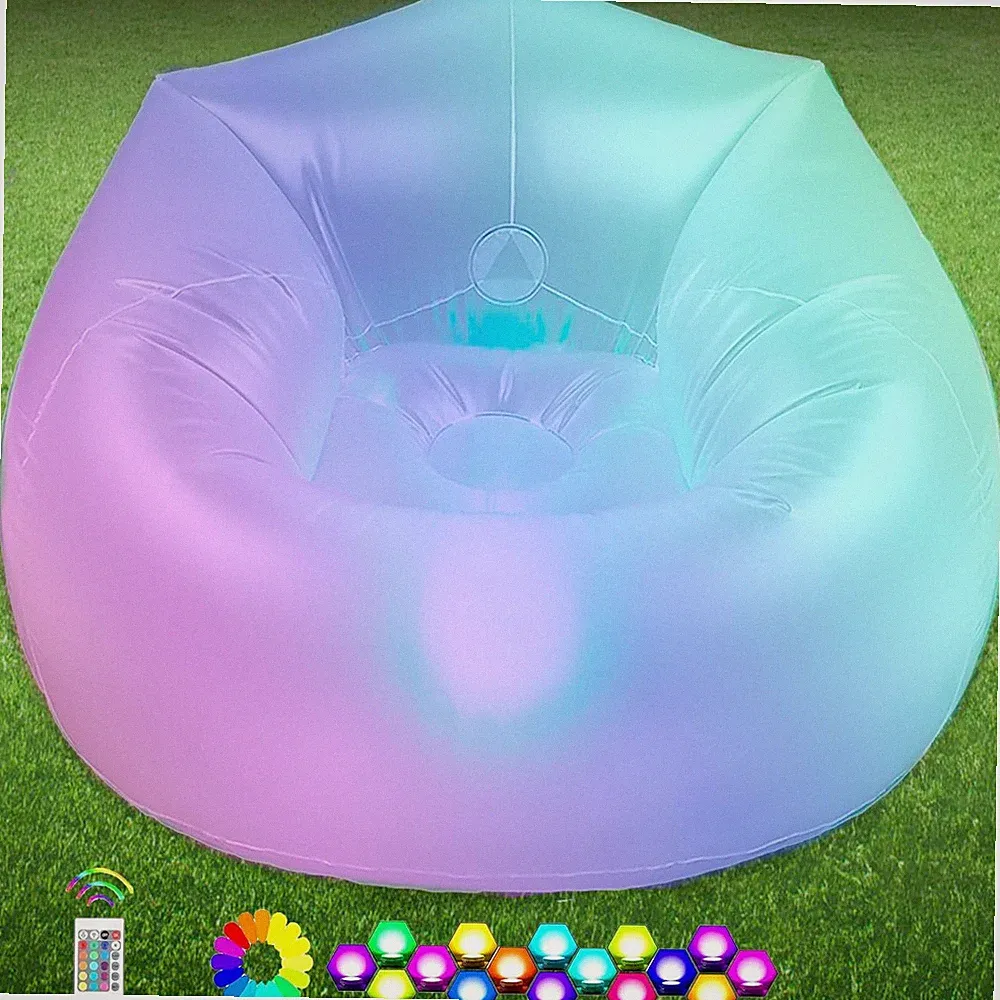 Inflatable LED Couch for Kids,Illuminated Blow up Lounger Chair,Light Folding Ai