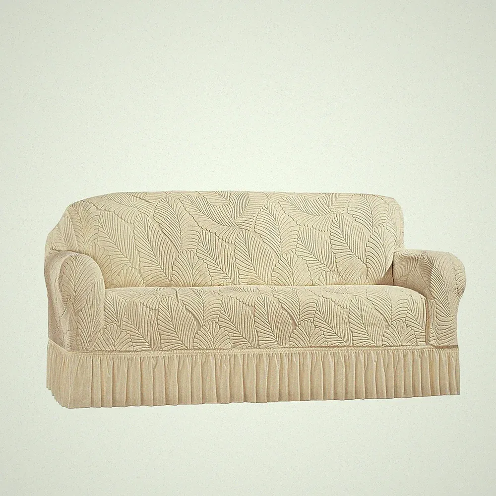 Leaf Ruffled Slipcover, Burgundy, Chair