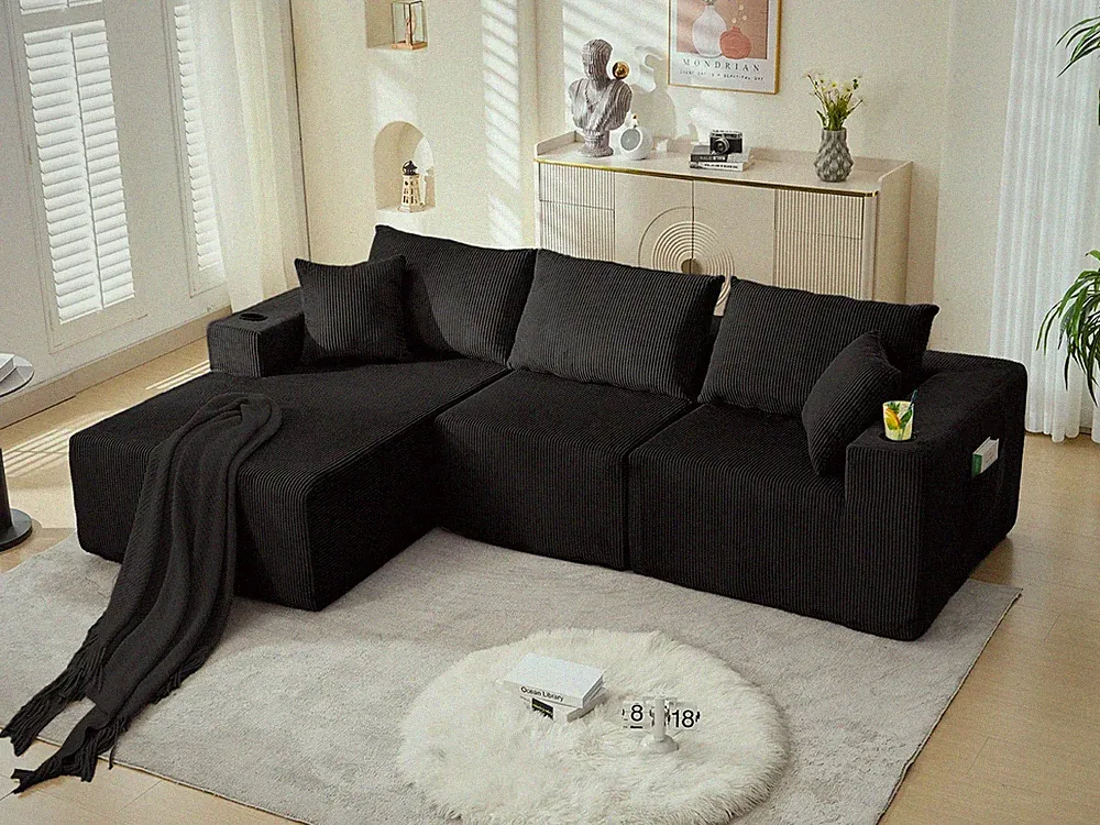 LOCAME Modular Sectional Sofa Couch, Convertible Floor Sofa Lounger with Pillows
