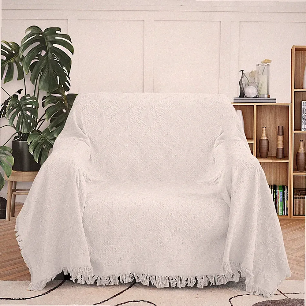 MEETSKY White Couch Cover Loveseat Recliner, Futon Sofa Slipcover Blanket