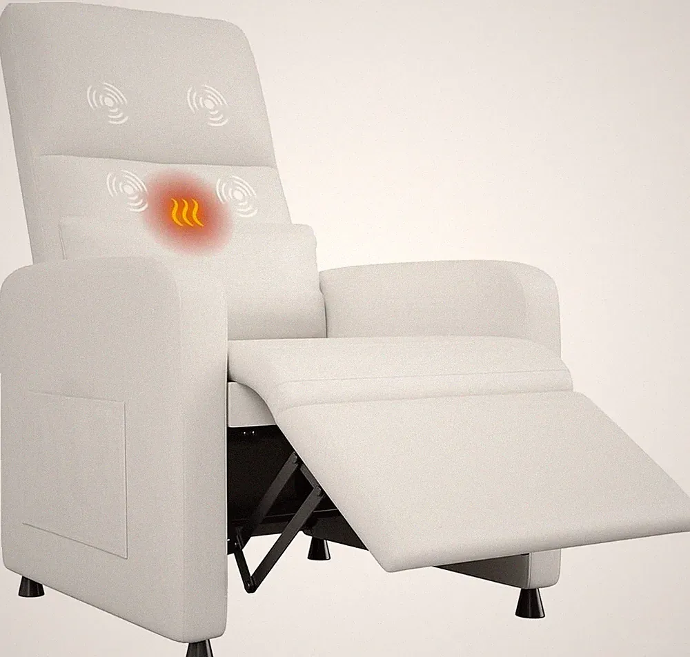 Power Recliner Chair with Massage & Heat,PU Leather with USB Port & Side Pockets