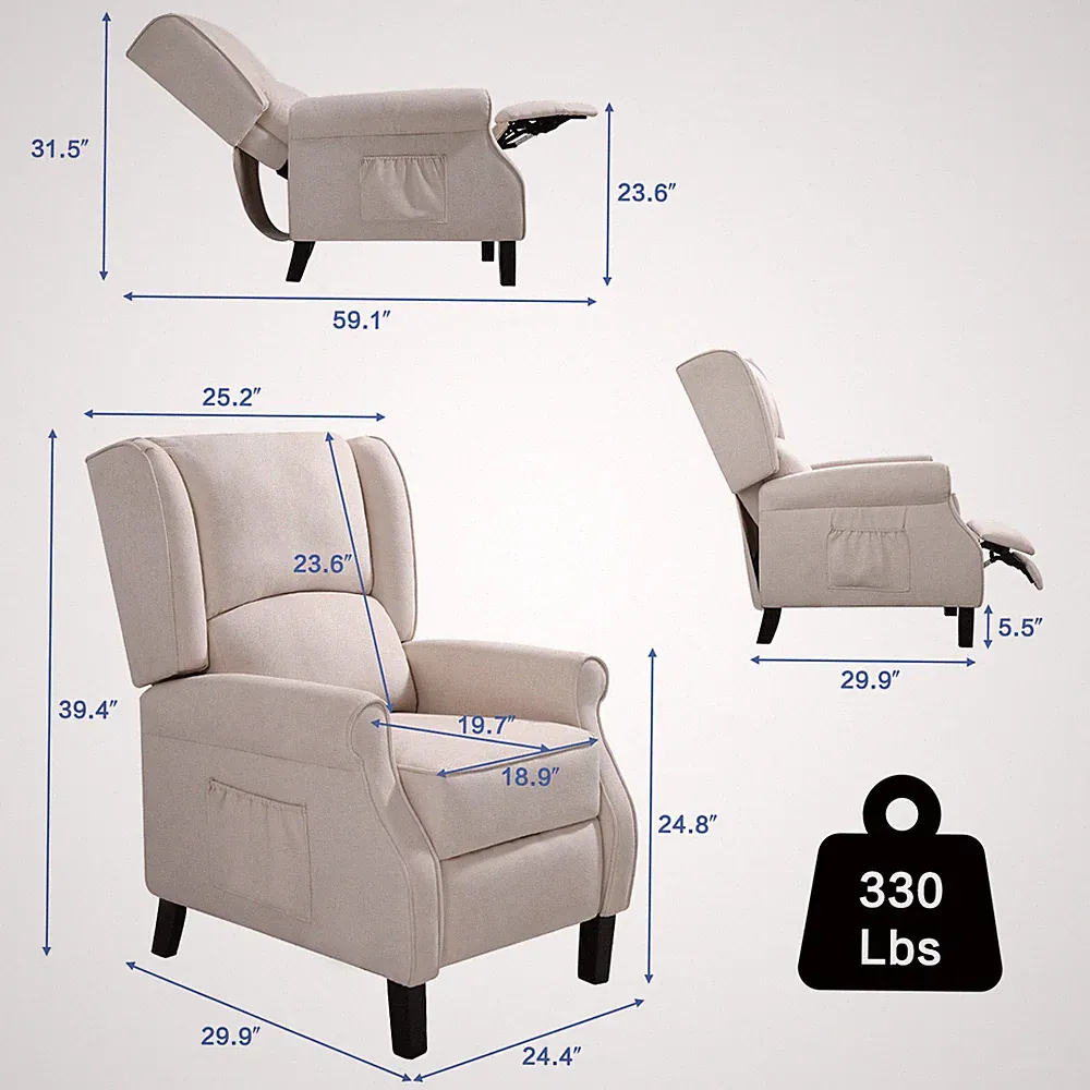 Push Back Recliner Chair with Vibrating Massage and Heated