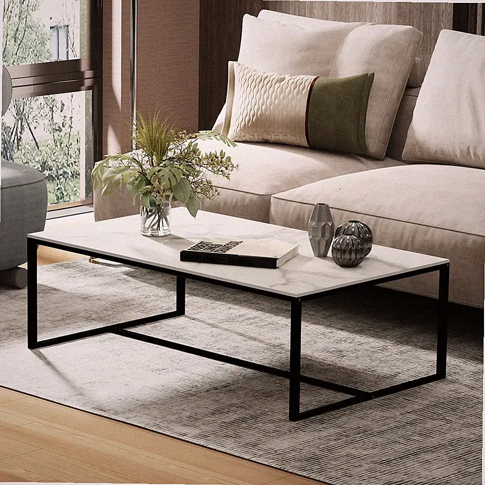Rectangular Coffee Table Sintered Stone Cocktail Table For Living Room Apartment