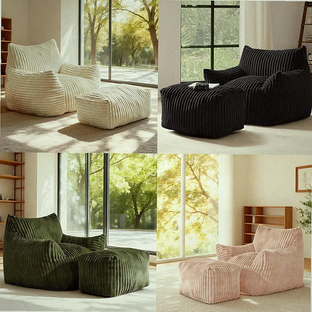 Small Space Modern Accent Chair w/ Ottoman Modular Lounge Sofa for Apartment