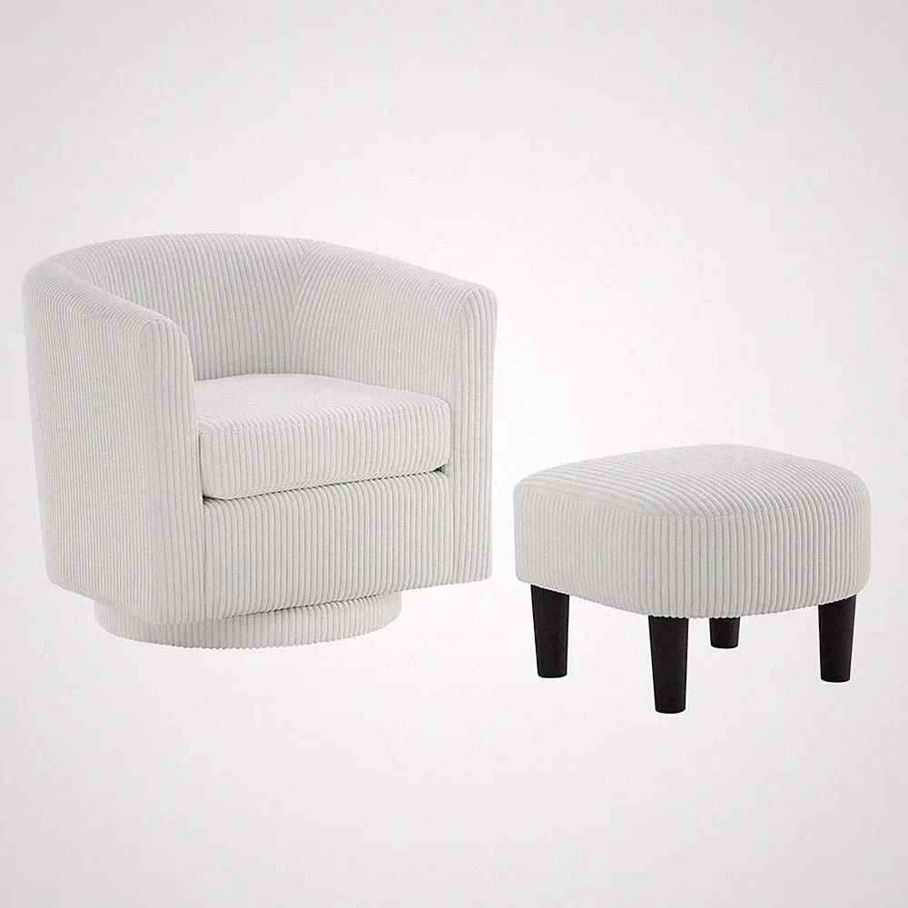 Swivel Accent Chair 360° Comfy Recliner Corduroy Arm Chair Single Sofa with Ot