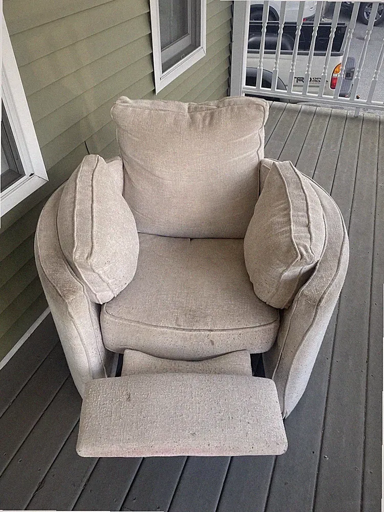 swivel barrel push back chair recliner - living room chair - white