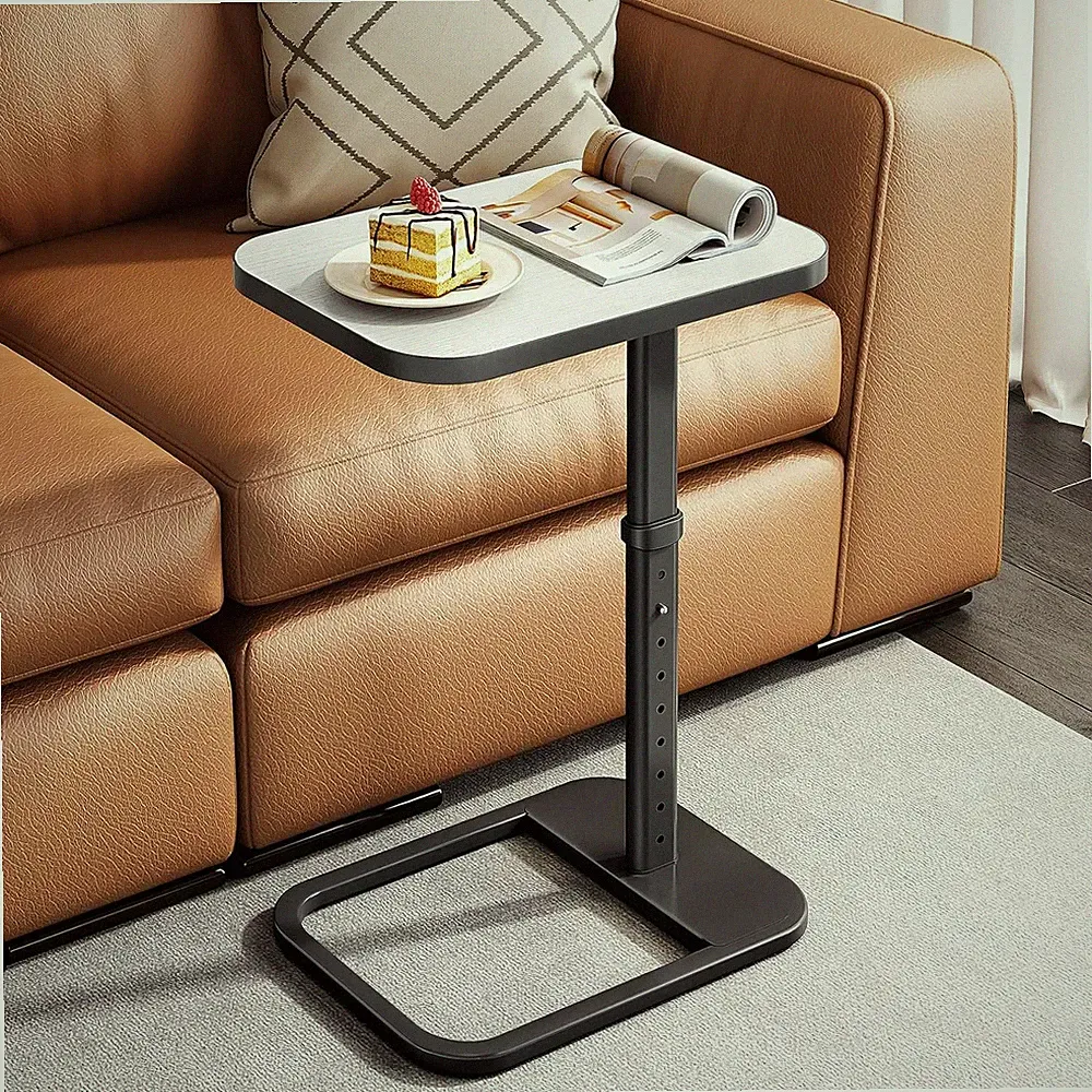 TV Tray Table, Adjustable Height & Rounded Metal Corners, Snack Table for Couch