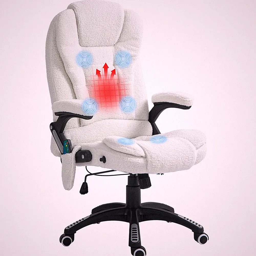 Vinsetto Office Chair w/ Heating Massage Points Relaxing Reclining White
